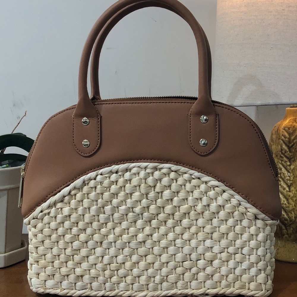 Gorgeous Talbots leather and woven handbag